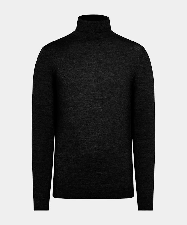 Merino Rollkragenpullover schwarz