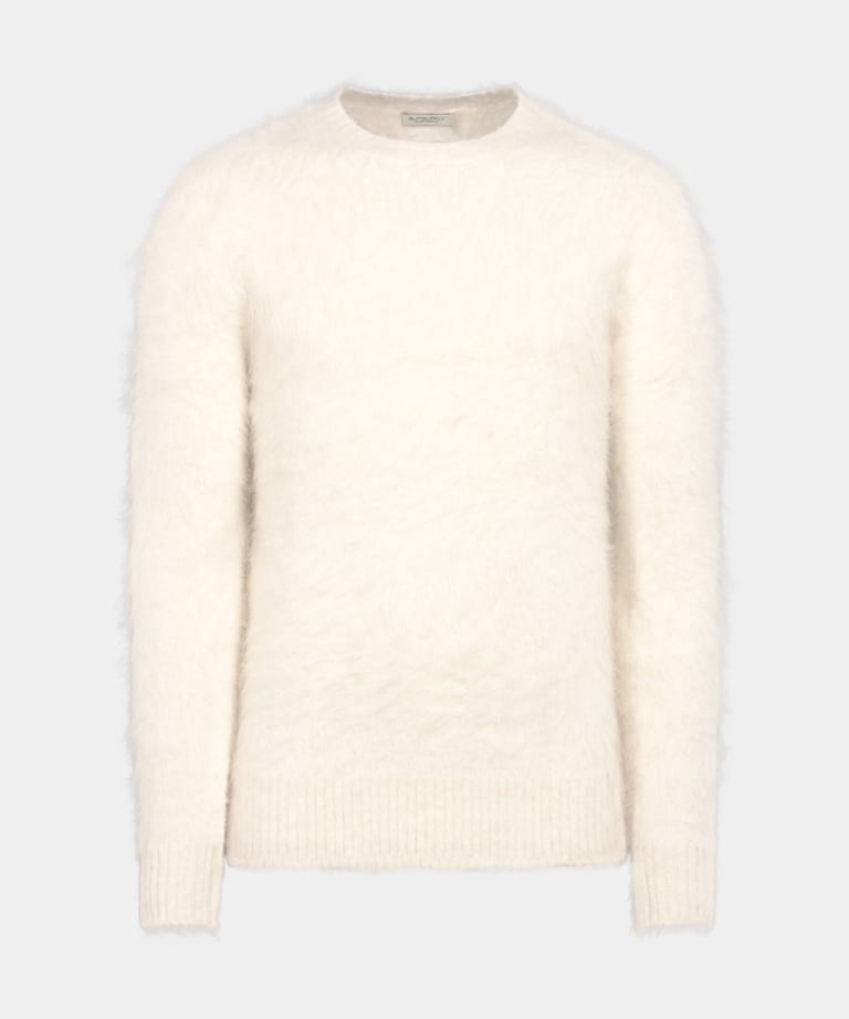 Jersey cuello redondo color crudo