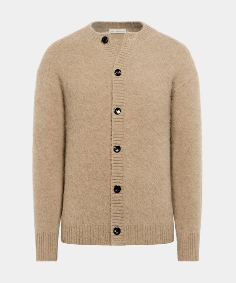 Mid Brown Crewneck Cardigan