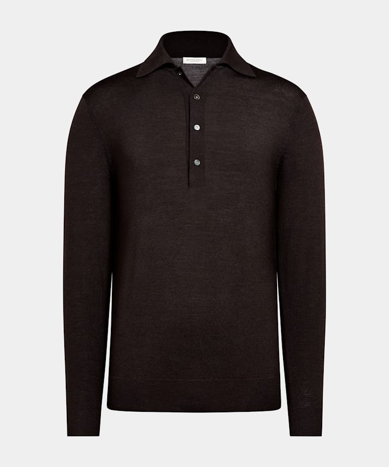 Dark Brown Long Sleeve Polo