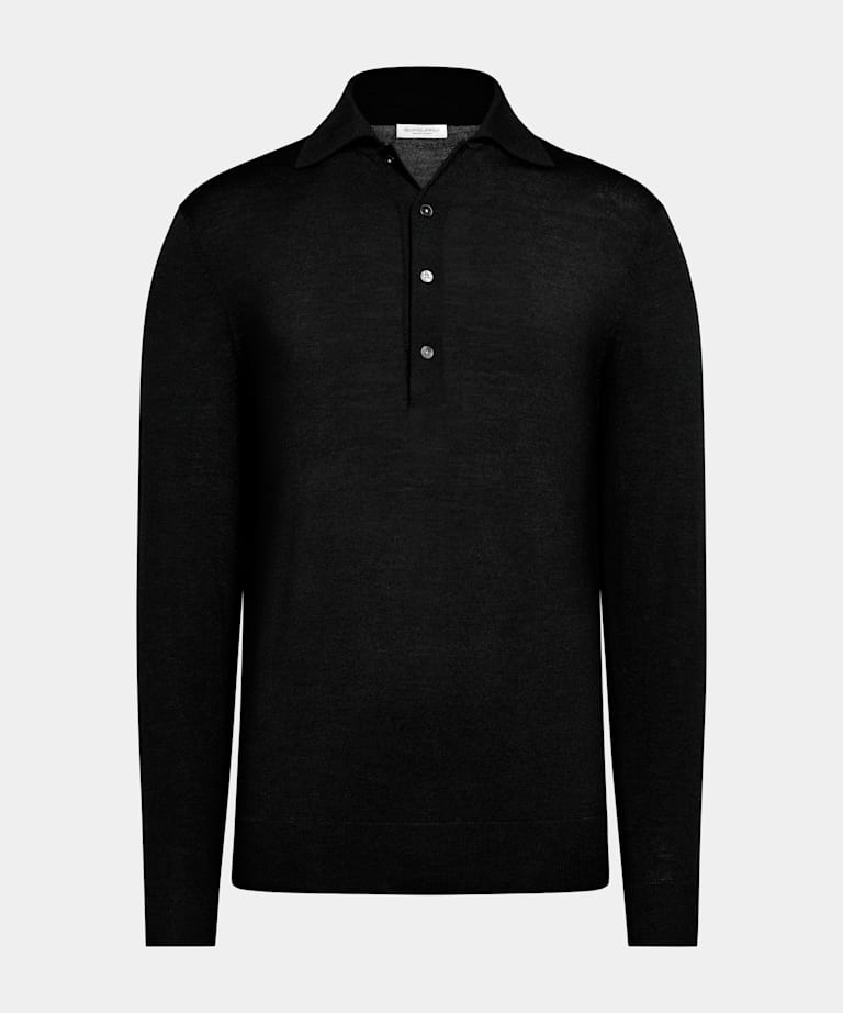 Black Long Sleeve Polo