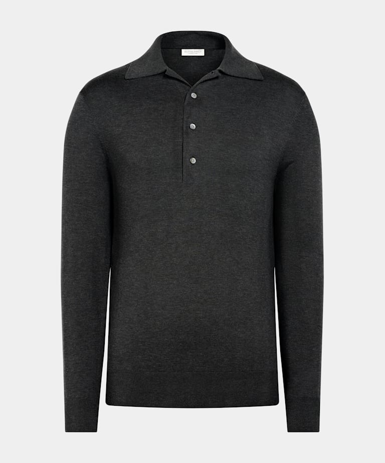 Dark Grey Long Sleeve Polo