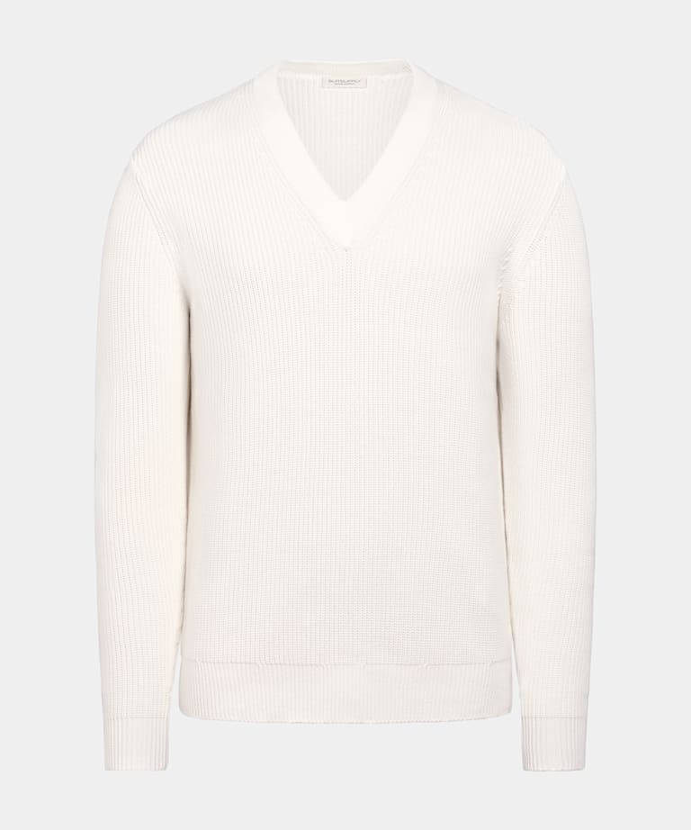 Off-White Ribbed V-Neck