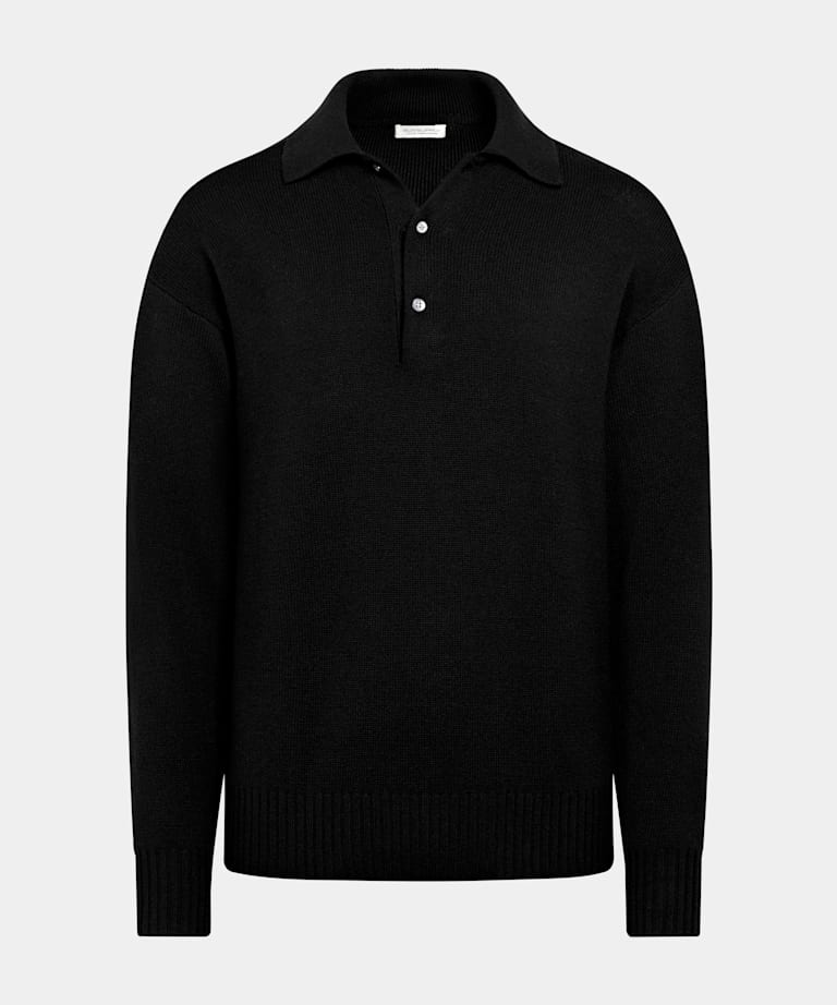 Black Long Sleeve Polo