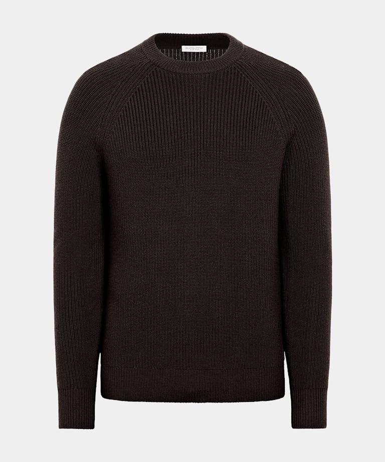 Dark Brown Ribbed Crewneck