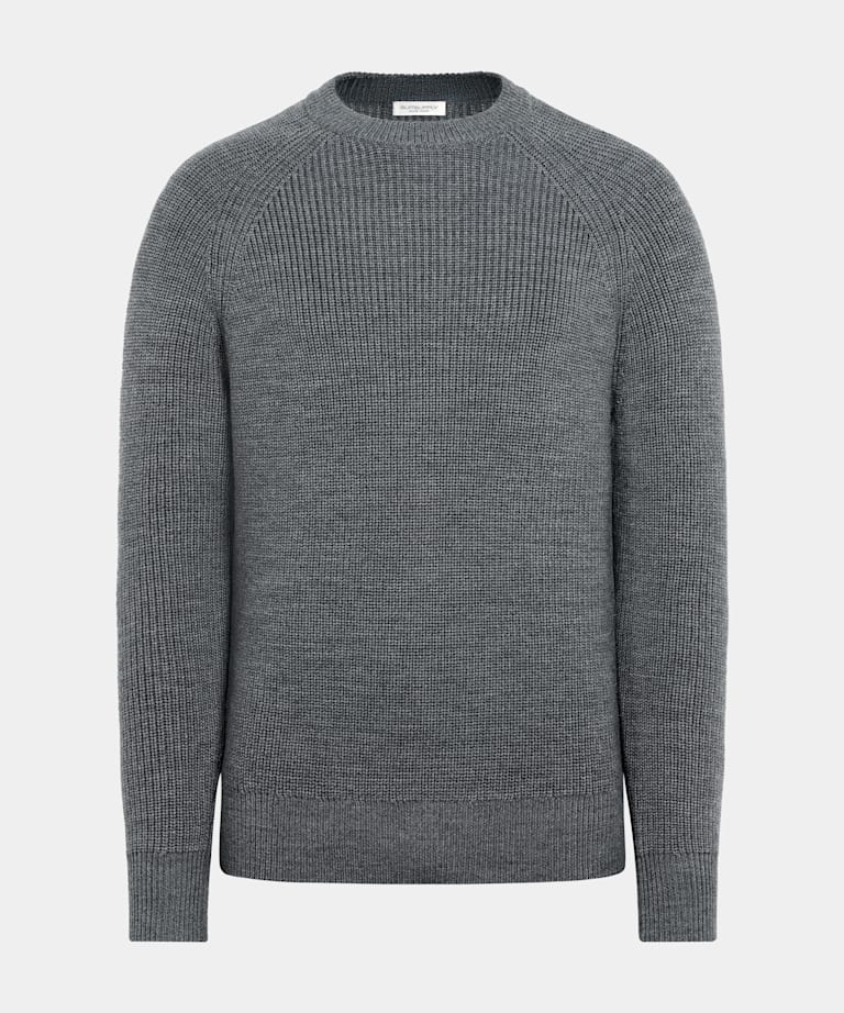 Mid Grey Ribbed Crewneck