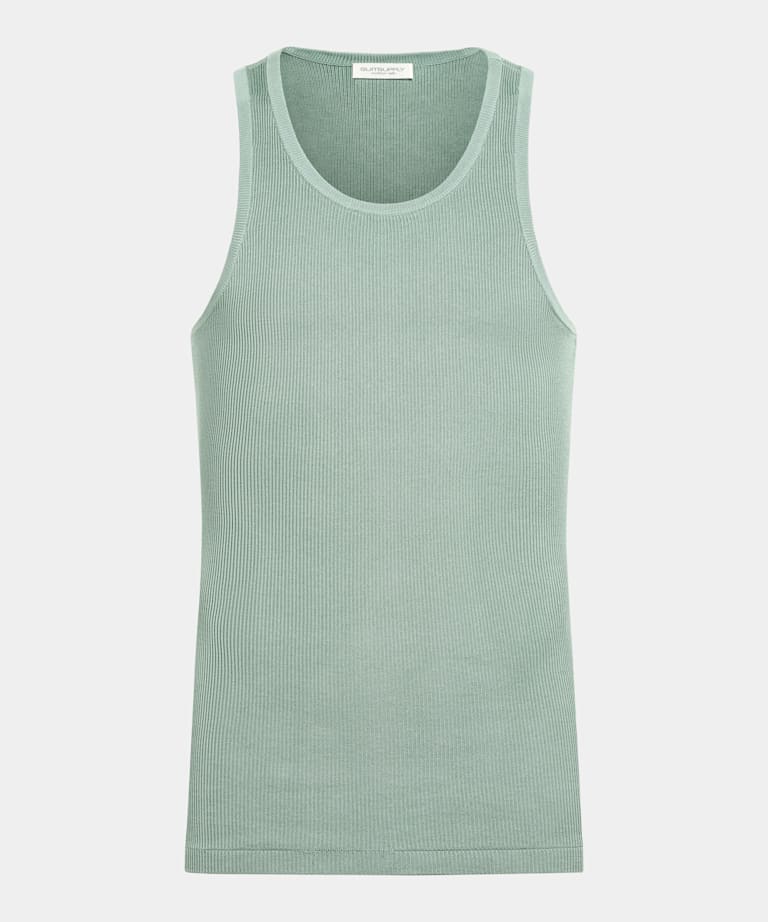Green Ribbed Tank Top