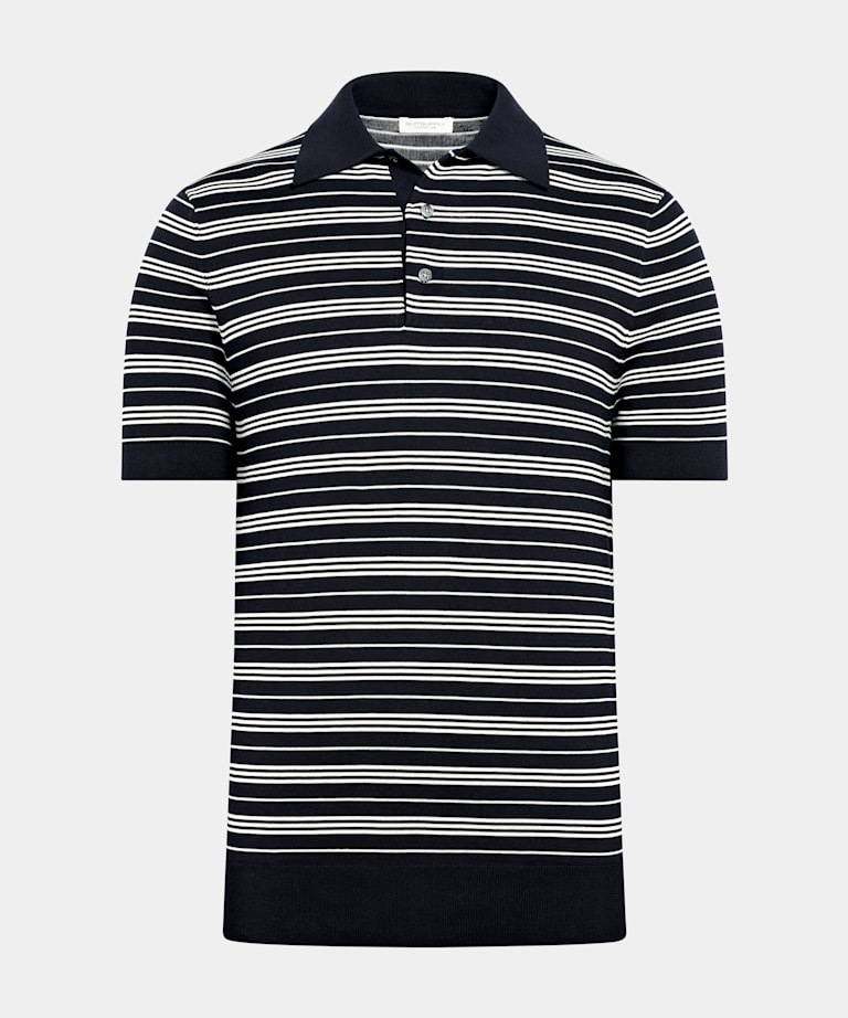 Navy Striped Polo