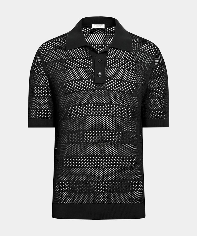 Black Crochet Polo