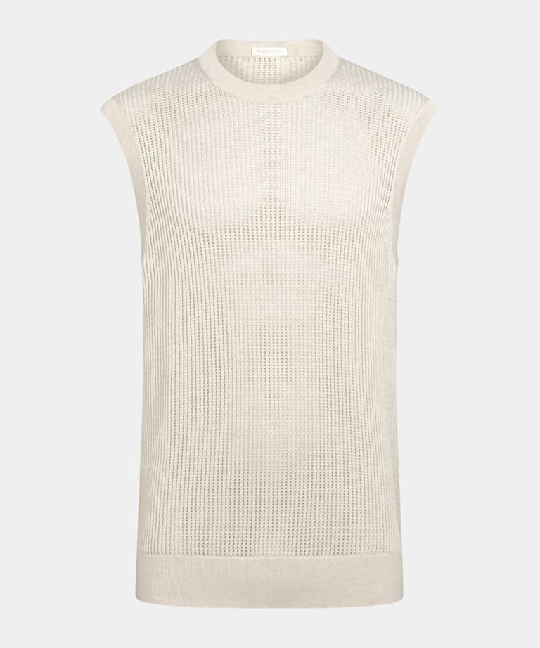 Sand Crochet Sleeveless Crewneck