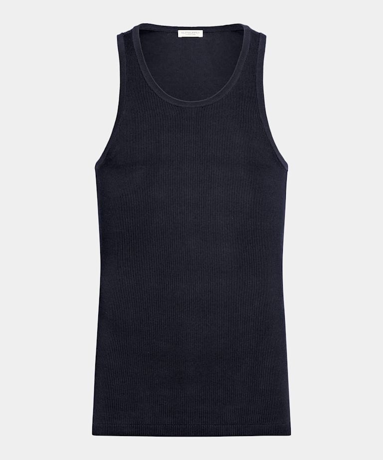 Navy Ribbed Tank Top