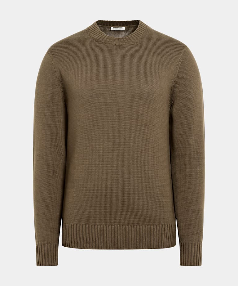 Donkergroene Trui Met Ronde Hals