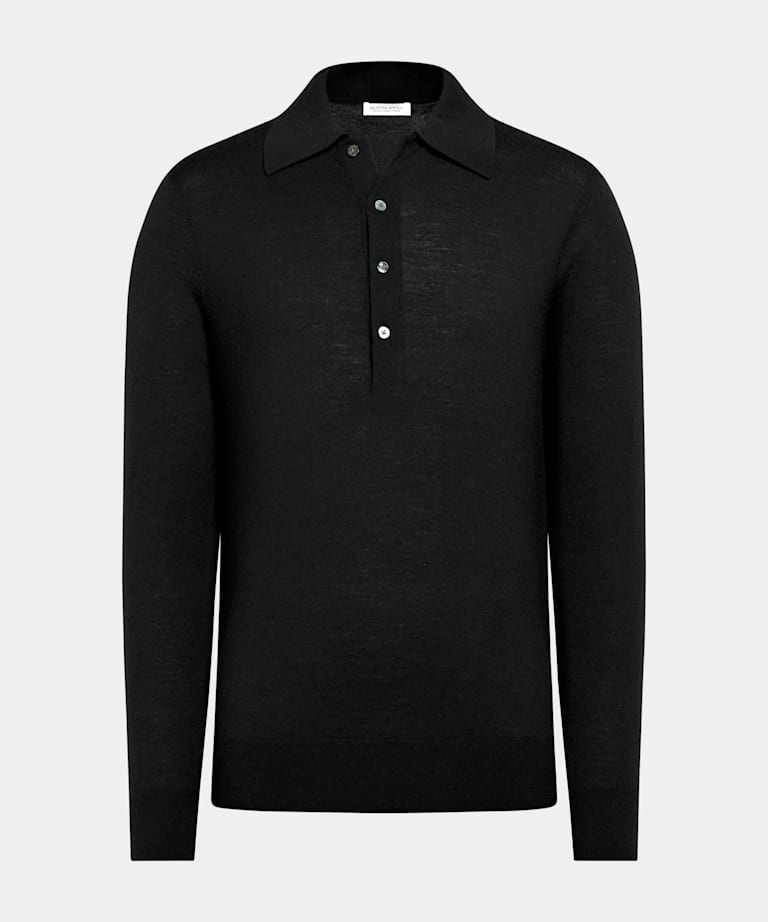 Black Long Sleeve Polo