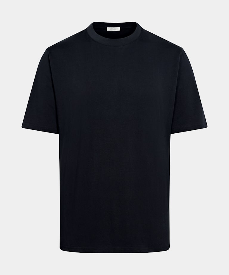 Camiseta azul marino cuello redondo