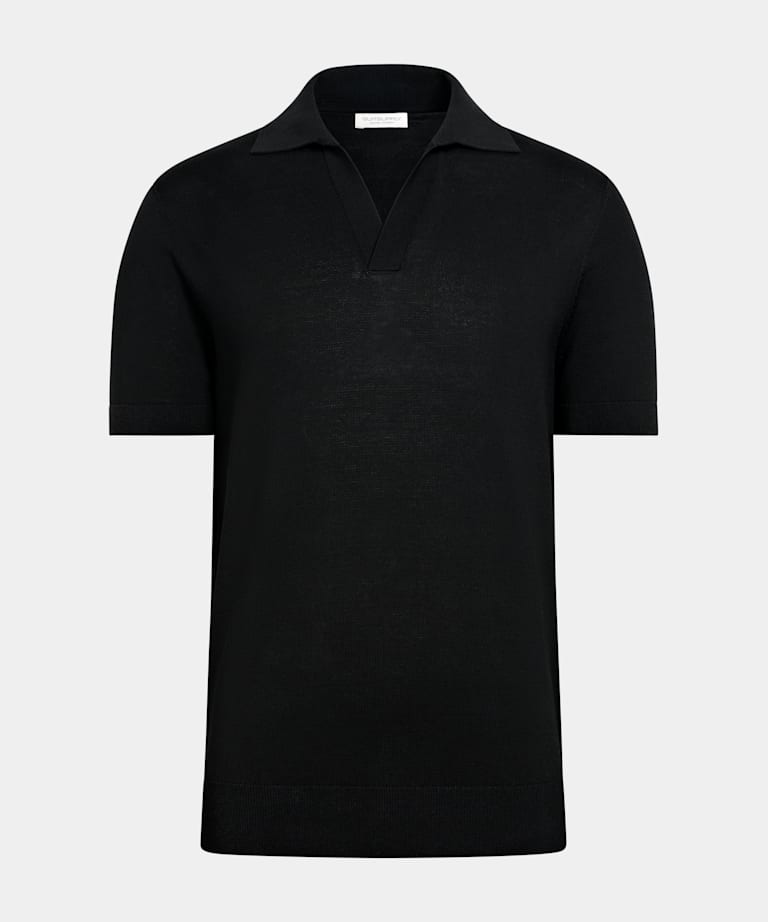 Black Buttonless Polo