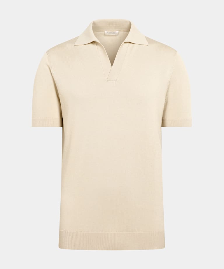 Sand Buttonless Polo