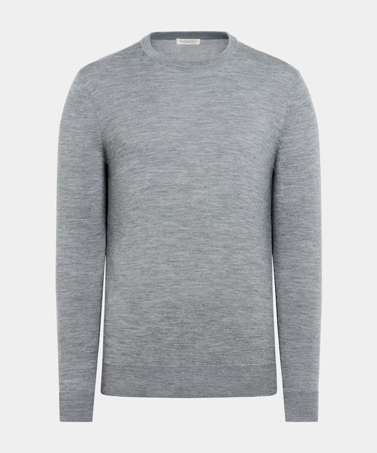Jersey cuello redondo gris merino
