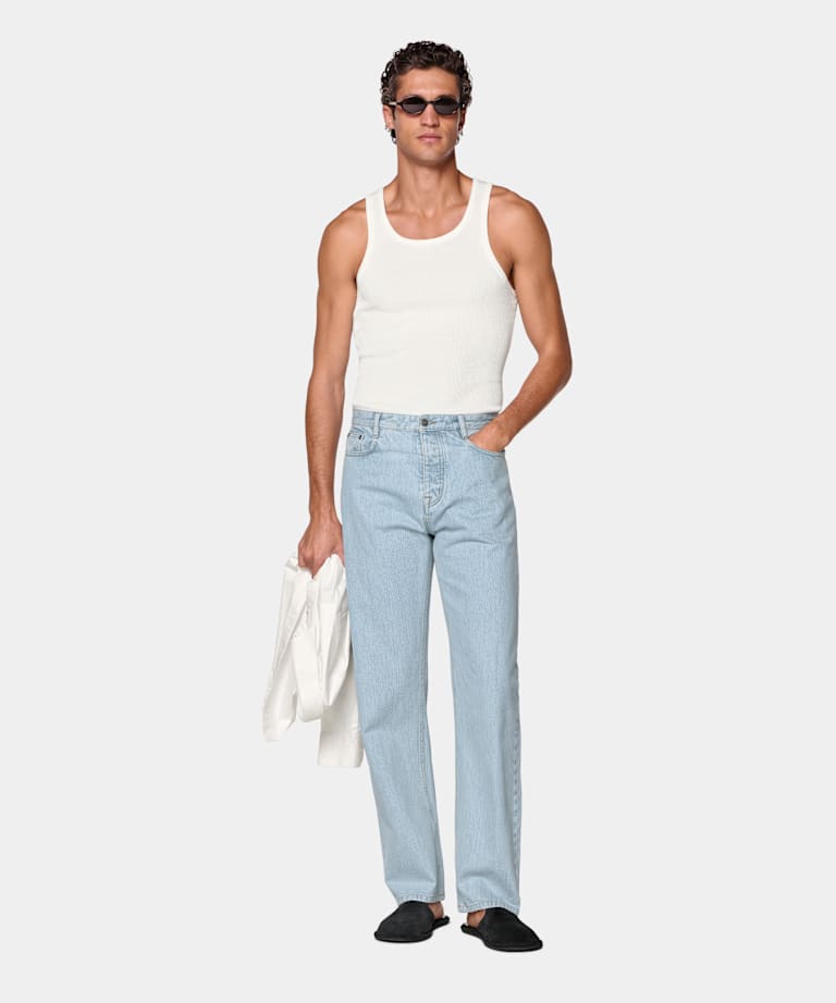 Off-White Ribbed Tank Top