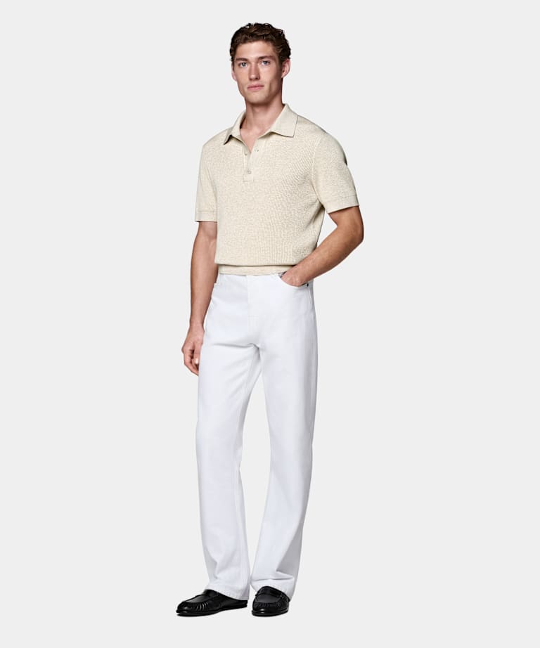 Sand Ribbed Polo