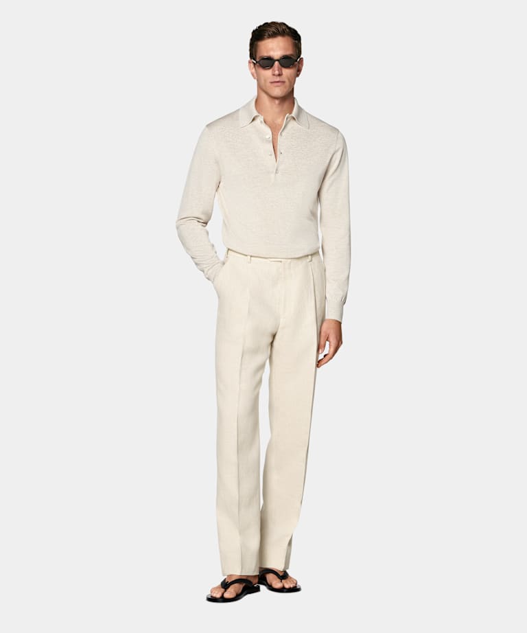 Sand Long Sleeve Polo