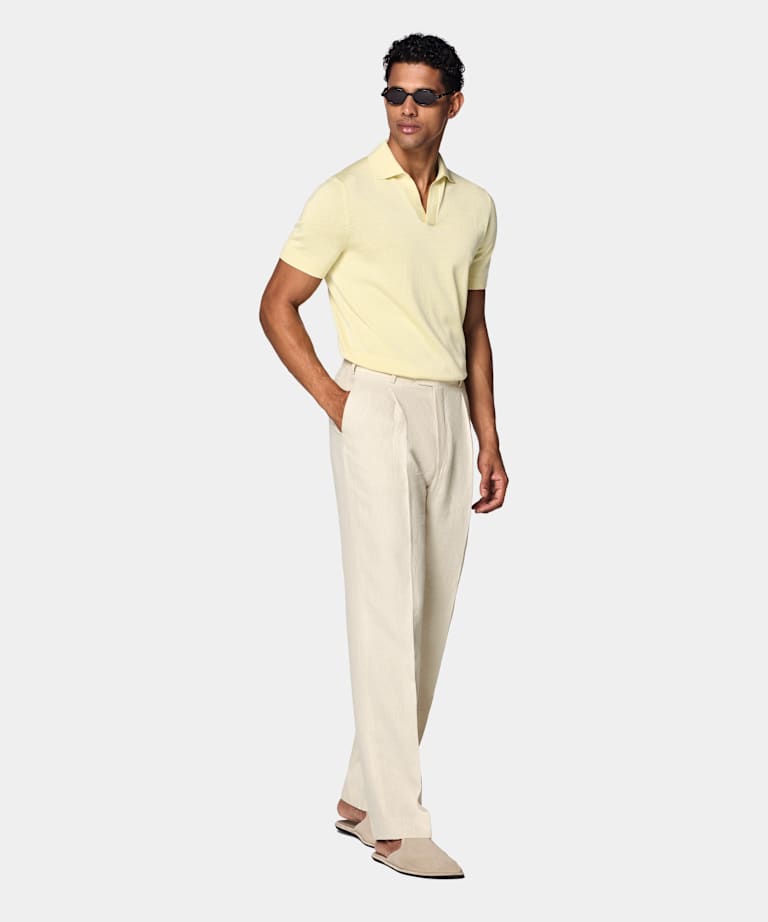 Yellow Buttonless Polo