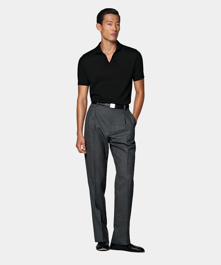 Black Buttonless Polo