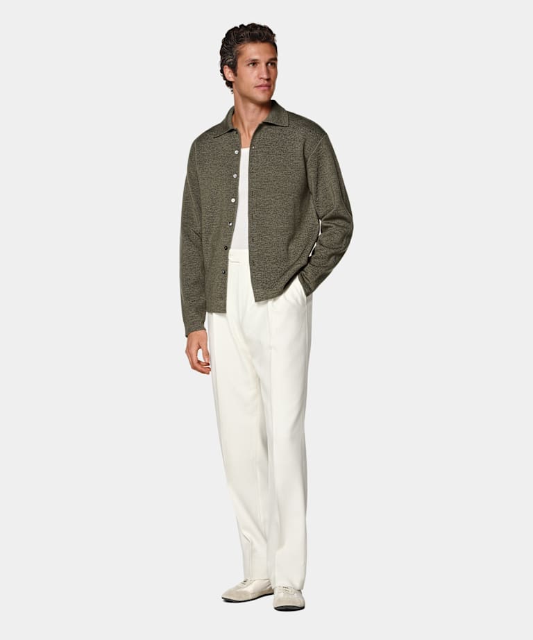 Mid Green Long Sleeve Polo Cardigan