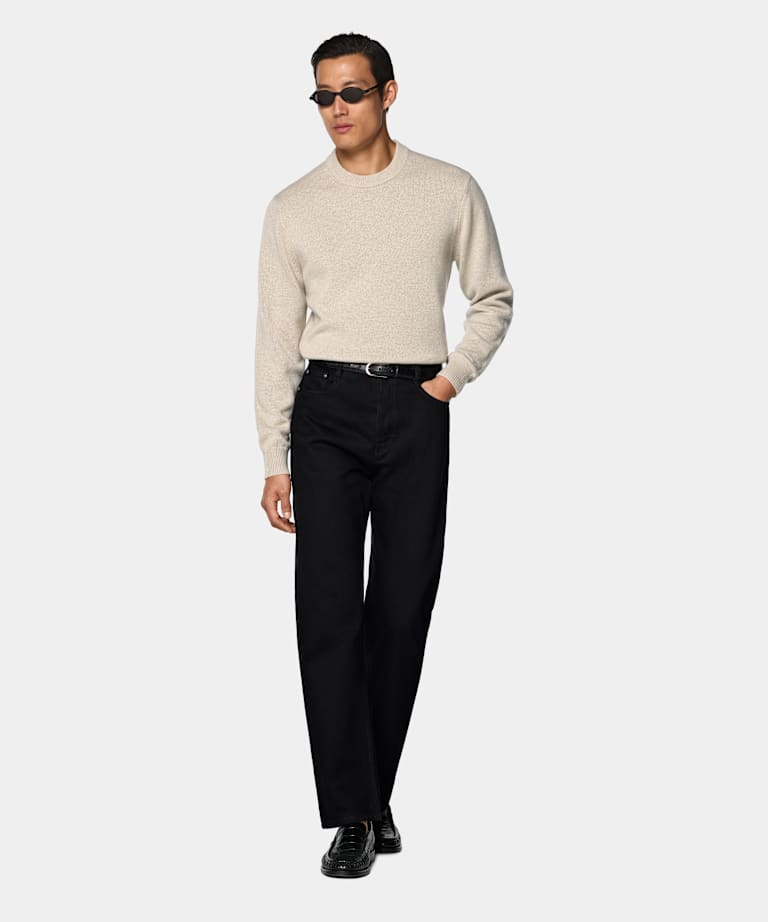 Pull col rond marron clair