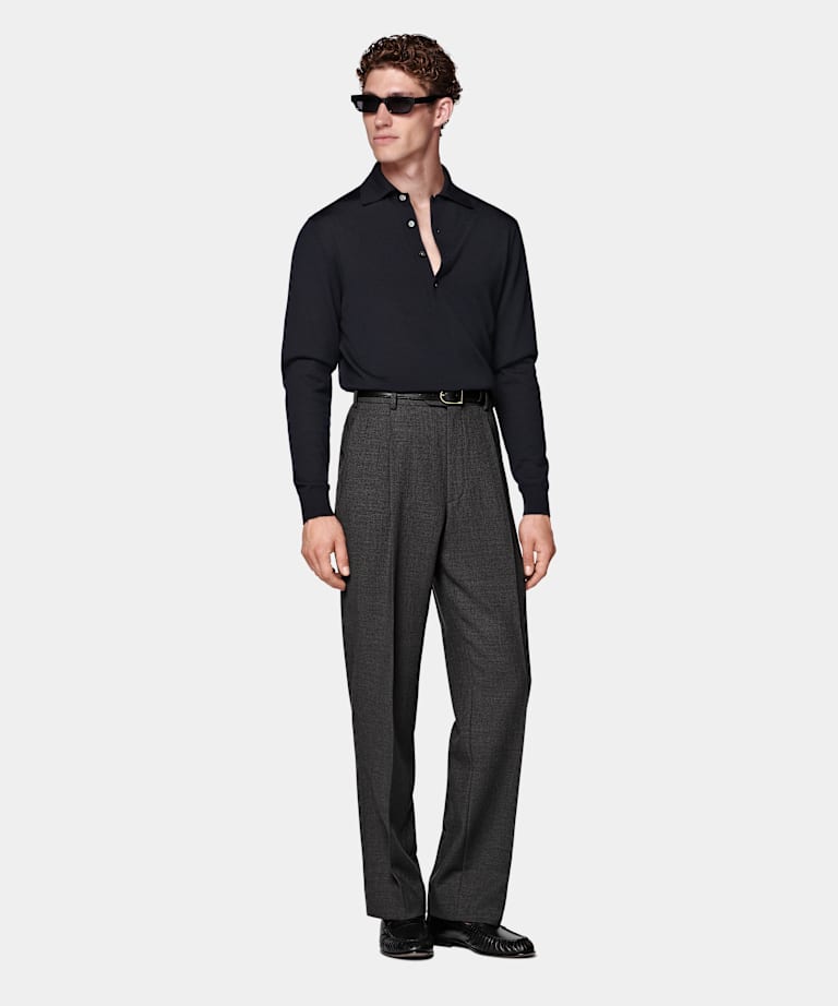 Navy Long Sleeve Polo