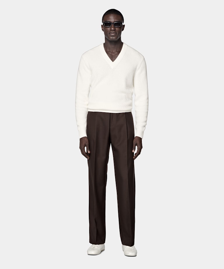 Off-White Ribbed V-Neck