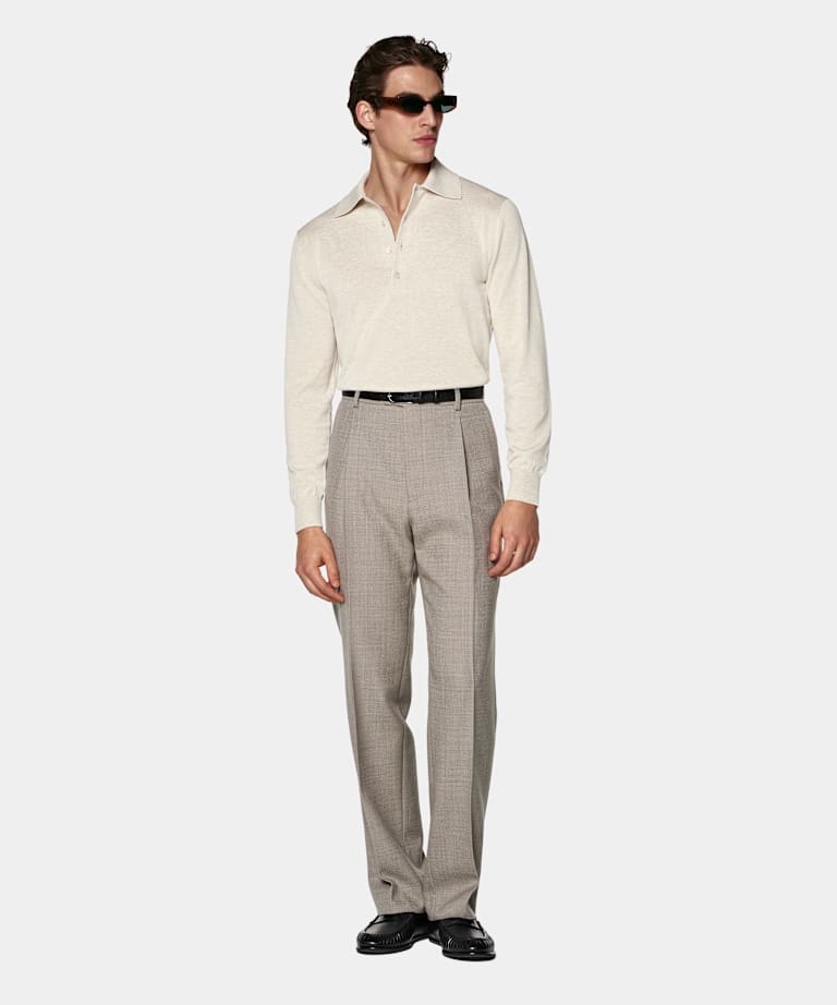 Sand Long Sleeve Polo