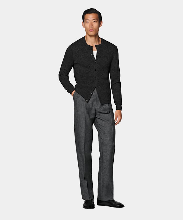 Dark Grey Ribbed Cardigan