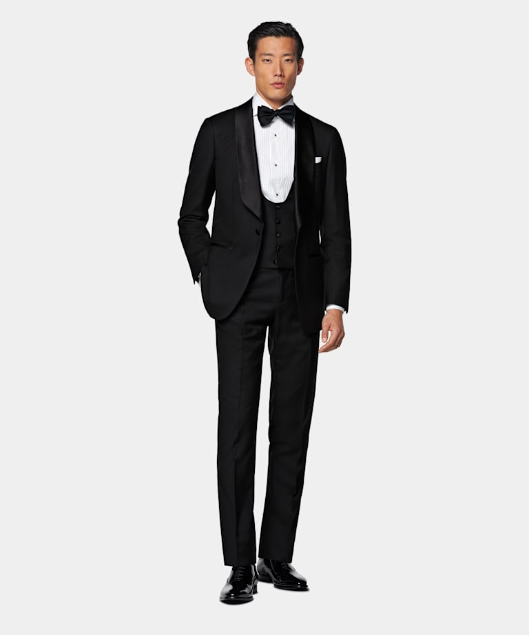 Black Three-Piece Tailored Fit Havana Tuxedo