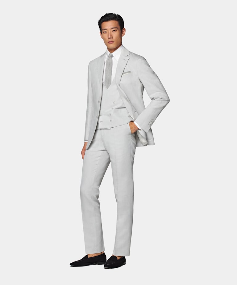 Light Grey Three-Piece Havana Suit