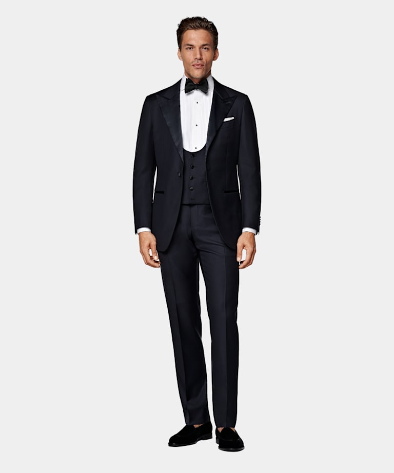 Navy Three-Piece Tailored Fit Havana Tuxedo