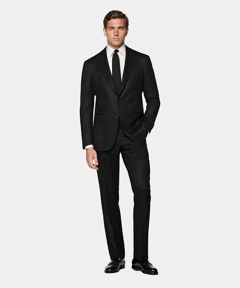 Black Relaxed Fit Roma Suit