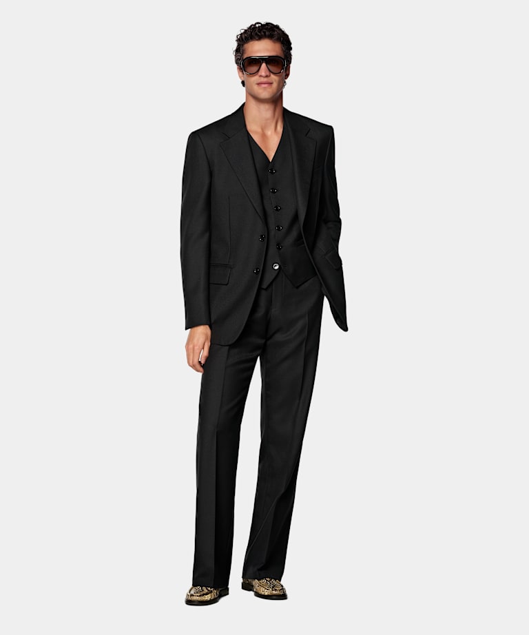 Black Relaxed Fit Roma Suit