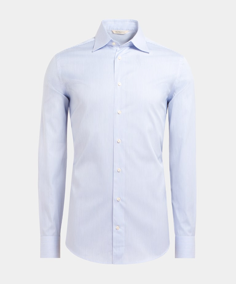 Camisa de sarga blanca a rayas corte Slim
