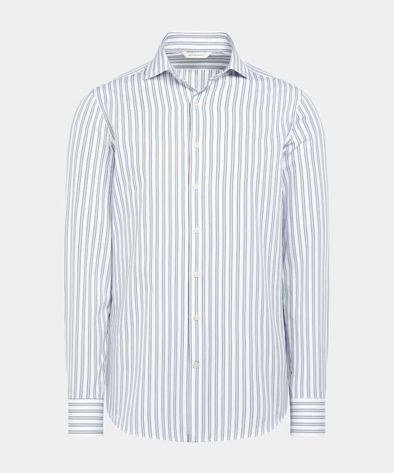 Navy Striped Slim Fit Shirt