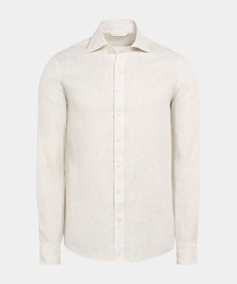 Light Brown Striped Slim Fit Shirt