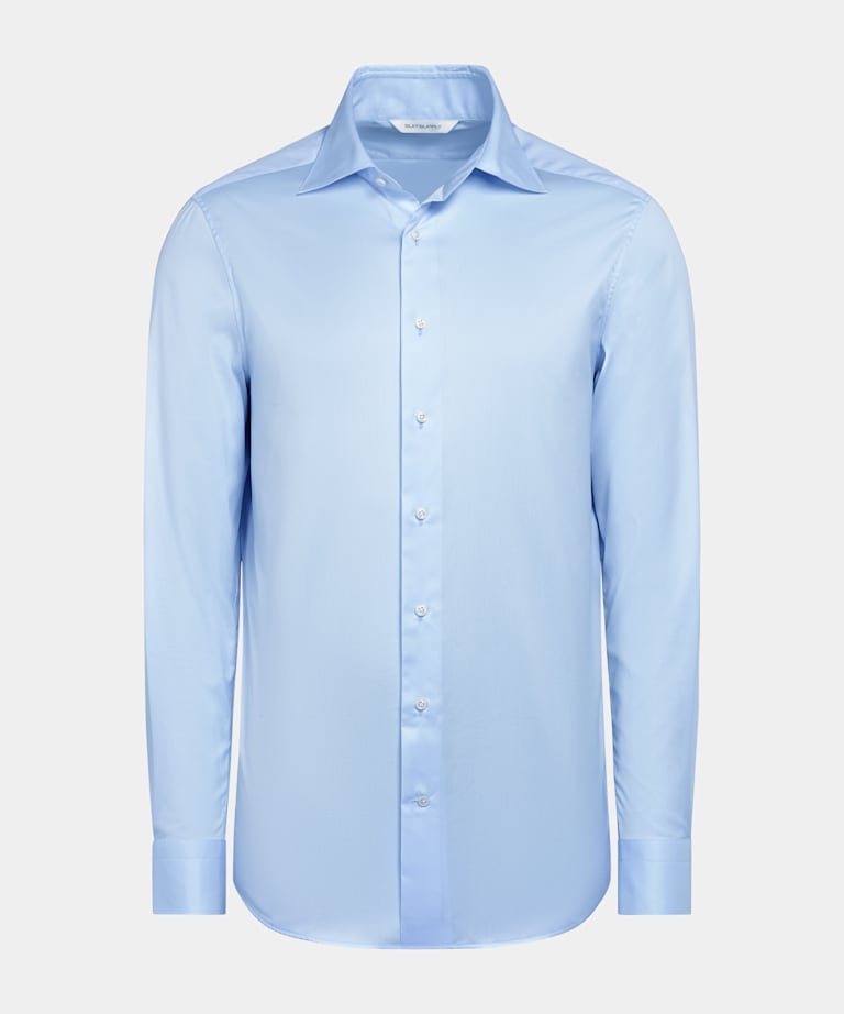 Light Blue Twill Tailored Fit Shirt