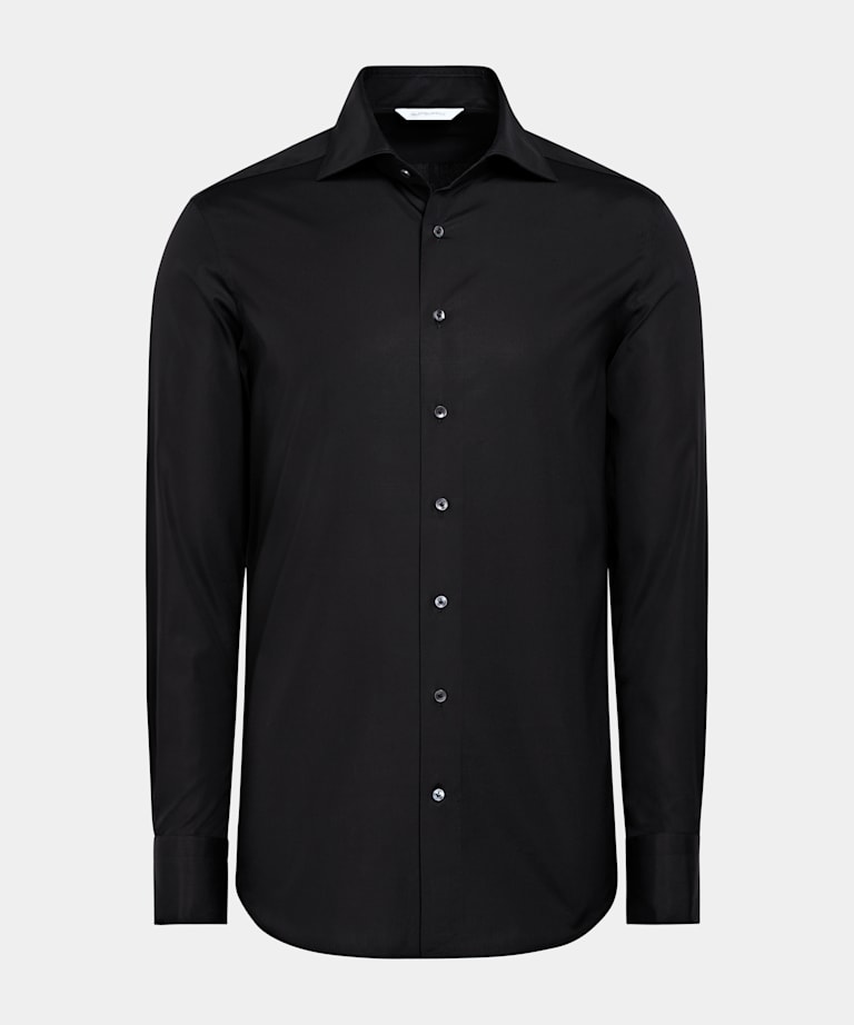 Black Poplin Tailored Fit Shirt