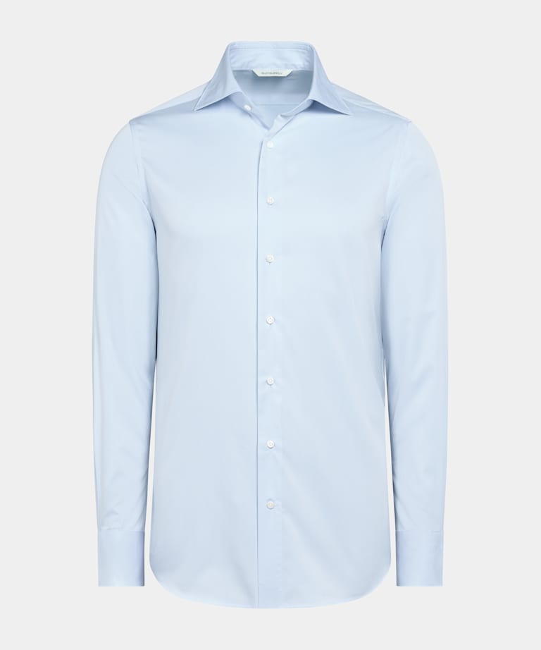 Camisa de sarga corte Tailored azul claro