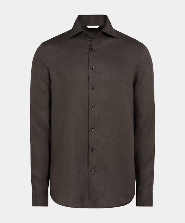 Dark Brown Tailored Fit Shirt