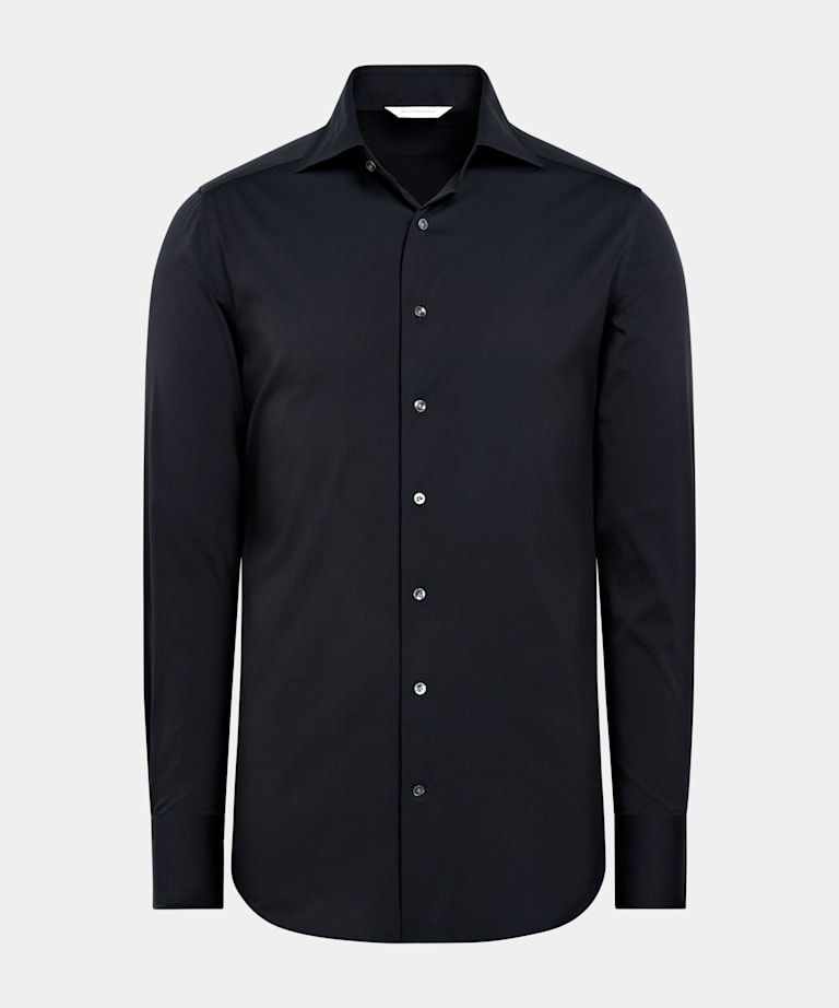 Camisa azul marino popelina corte Tailored