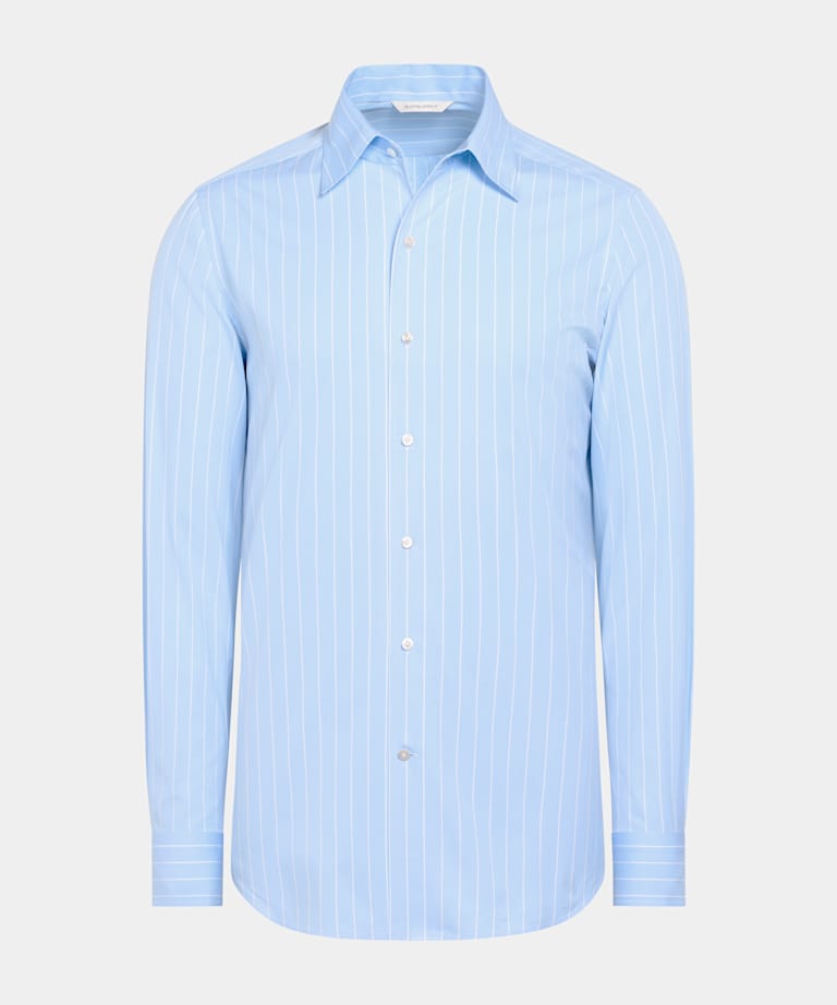 Light Blue Striped Tailored Fit Shirt