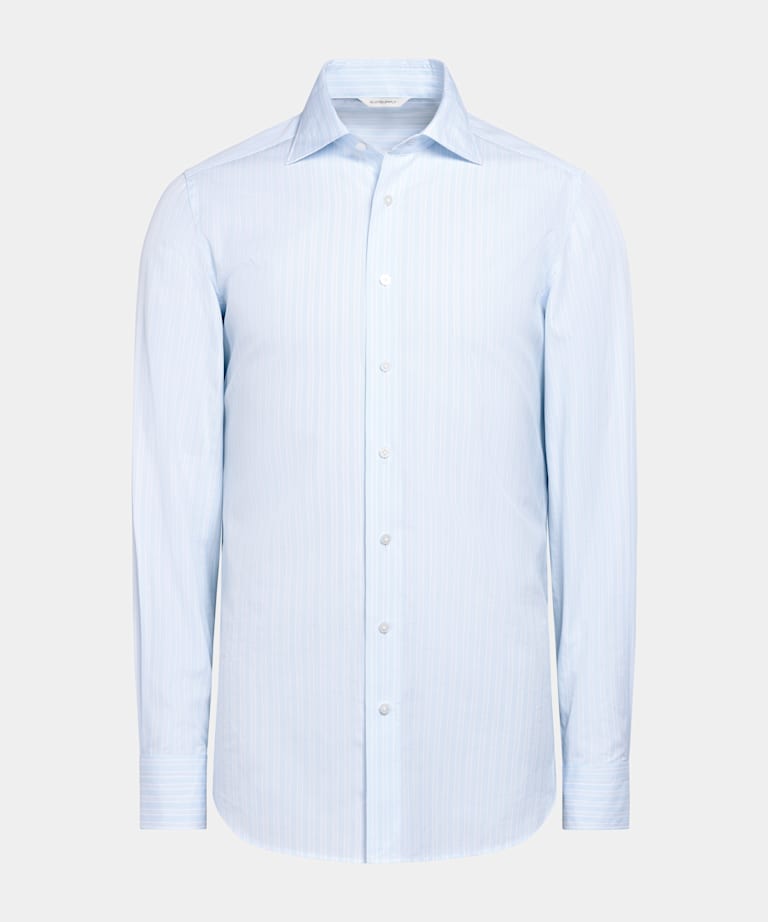 Camisa azul claro a rayas corte Tailored