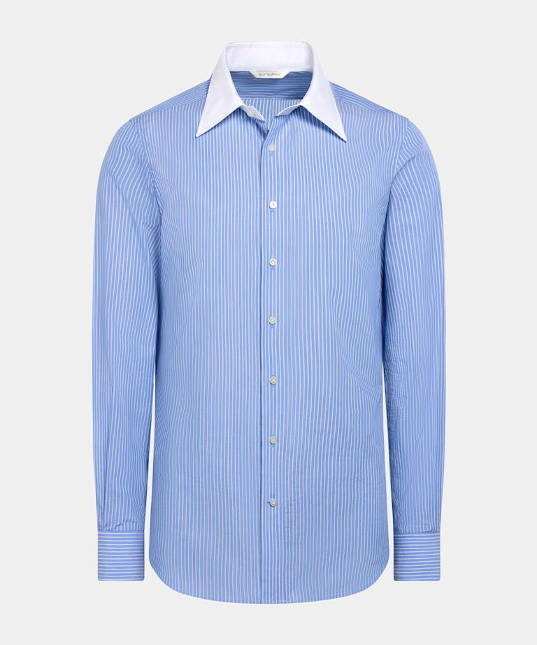 Light Blue Striped Tailored Fit Shirt