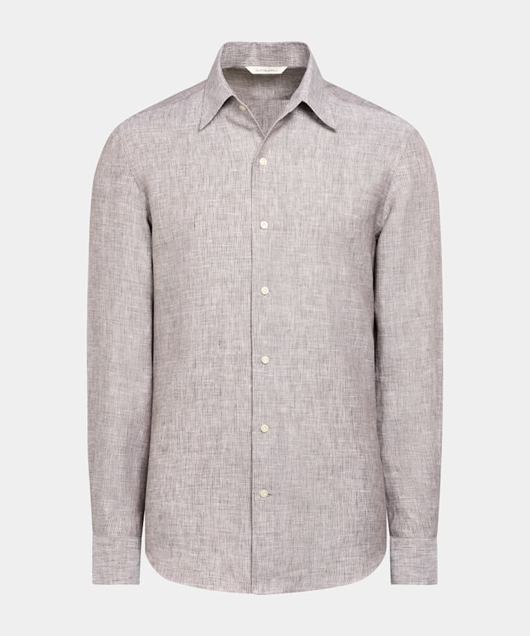 Brown Striped Tailored Fit Shirt