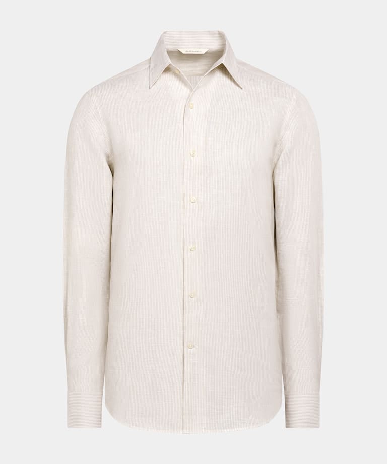 Sand Striped Tailored Fit Shirt